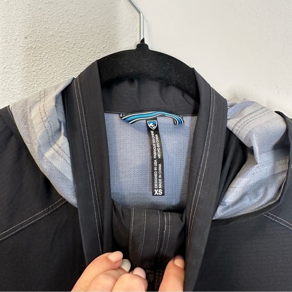 KUHL Jetstream Trench Coat Black Grey Colorblock Hooded Full Zip Size XS Women's - Picture 15 of 15